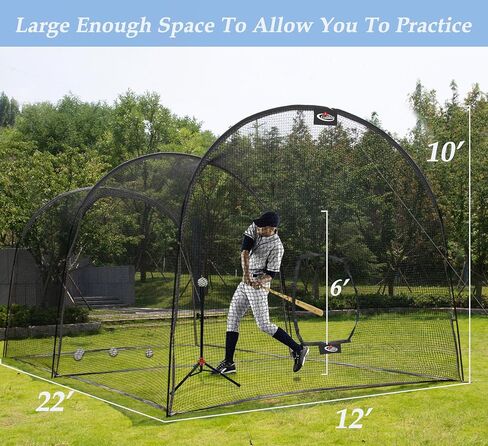 Gagalileo 22x12x10FT Batting Cage for Softball Baseball - Heavy Duty Netting Backstop, Perfect for Pitching Practice - Backyard Training in Saudi Arabia