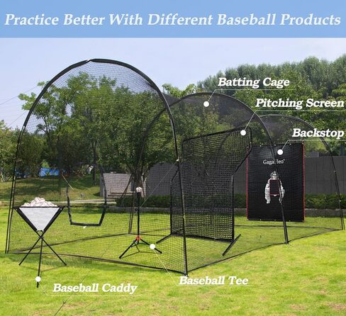Gagalileo 22x12x10FT Batting Cage for Softball Baseball - Heavy Duty Netting Backstop, Perfect for Pitching Practice - Backyard Training in Saudi Arabia