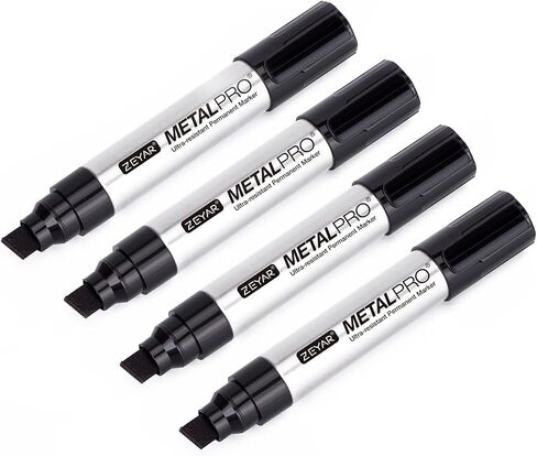 ZEYAR Permanent Markers, JUMBO Size, Aluminum Barrel, Set of 4, Waterproof & Smear Proof Markers, Writes on most surfaces (Black, Blue, Red, Green) in Saudi Arabia