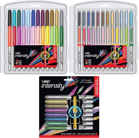 BIC Intensity Permanent Marker Coloring Bundle, Assorted Fine/Ultra Fine Tips, Assorted Fashion and Metallic Colors, 56-Count- Pack of 6 in Saudi Arabia