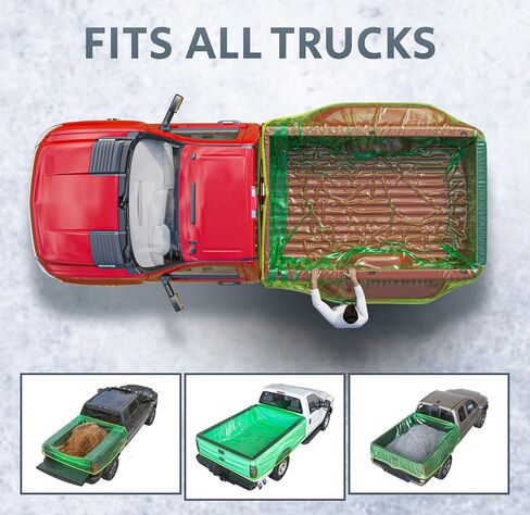 حقيبة Skywin Truck Pickup - حقيبة متعددة الاستخدامات بحجم الشاحنة، وحقيبة شاحنة متينة وبطانة بيك اب عملاقة برباط، تناسب جميع أحجام الشاحنات - حقيبة عملاقة 101 × 75 × 50 بوصة، خضراء in Kuwait