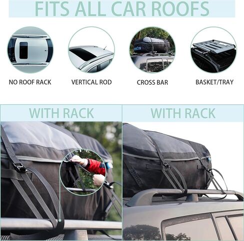 Roof Luggage Bag Roof Cargo Carry Bag 600D Oxford Cloth Waterproof Heavy Duty, Suitable for Car with/Without Luggage Rack - Loop Reinforced Straps, Handbag, Combination Lock, Anti-Slip Mat in Saudi Arabia