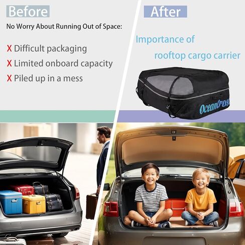 Roof Luggage Bag Roof Cargo Carry Bag 600D Oxford Cloth Waterproof Heavy Duty, Suitable for Car with/Without Luggage Rack - Loop Reinforced Straps, Handbag, Combination Lock, Anti-Slip Mat in Saudi Arabia
