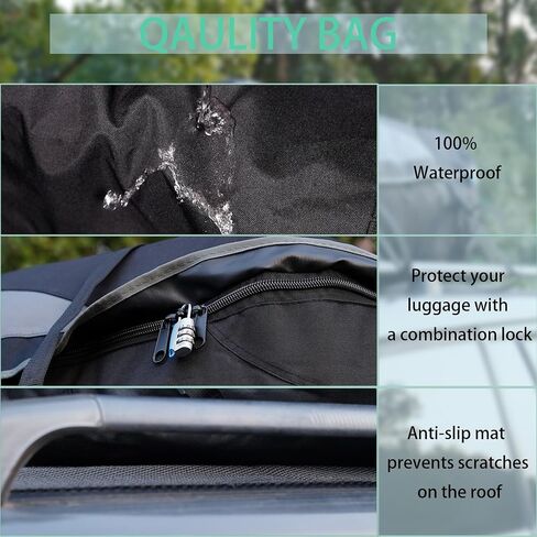 Roof Luggage Bag Roof Cargo Carry Bag 600D Oxford Cloth Waterproof Heavy Duty, Suitable for Car with/Without Luggage Rack - Loop Reinforced Straps, Handbag, Combination Lock, Anti-Slip Mat in Saudi Arabia