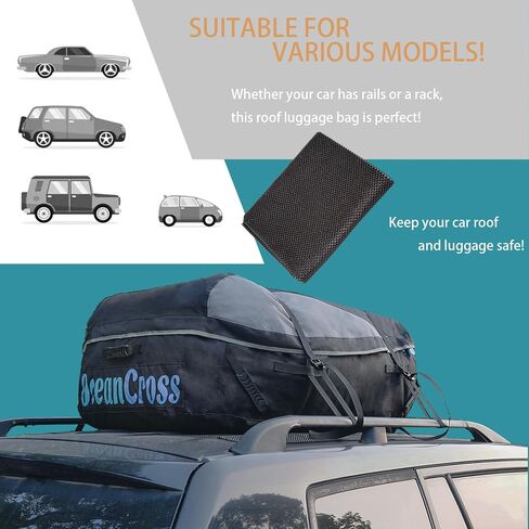 Roof Luggage Bag Roof Cargo Carry Bag 600D Oxford Cloth Waterproof Heavy Duty, Suitable for Car with/Without Luggage Rack - Loop Reinforced Straps, Handbag, Combination Lock, Anti-Slip Mat in Saudi Arabia