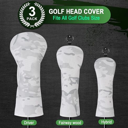 3 Pack Camouflage Golf Club Head Covers for Driver, Fairway Woods and Hybrid, Golf Iron Covers 12 PCS in Kuwait
