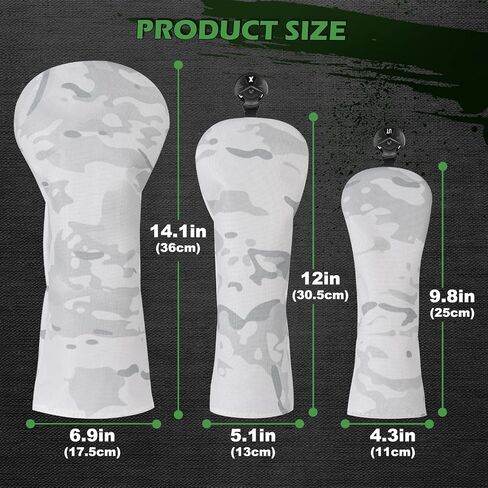 3 Pack Camouflage Golf Club Head Covers for Driver, Fairway Woods and Hybrid, Golf Iron Covers 12 PCS in Kuwait