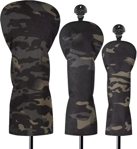 3 Pack Camouflage Golf Club Head Covers for Driver, Fairway Woods and Hybrid, Golf Iron Covers 12 PCS in Kuwait