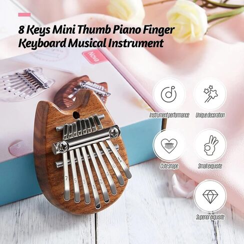 8 Key Mini Kalimba Thumb Piano Finger Percussion Keyboard Mini kalimba key ring (Crystal cat shape) in Saudi Arabia