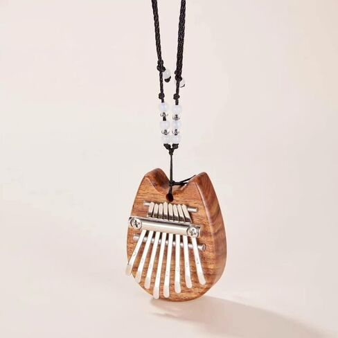 8 Key Mini Kalimba Thumb Piano Finger Percussion Keyboard Mini kalimba key ring (Crystal cat shape) in Saudi Arabia
