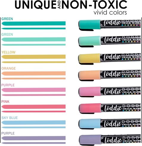Loddie Doddie Liquid Chalk Markers for Chalkboard - 6mm Reversible Chisel and Bullet Tips, Chalkboard Markers Erasable, Macaron Pastel Chalk Pens 8 Count in Saudi Arabia