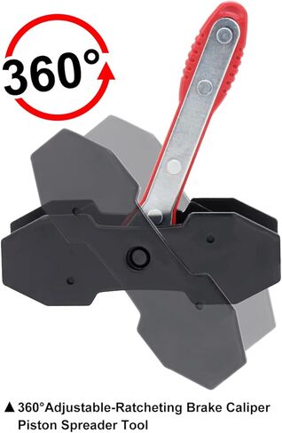أداة ضغط فرجار الفرامل، أداة ضغط فرجار فرامل السيارة 360 درجة قابلة للتعديل لفرامل قرصية مزدوجة رباعية المكبس، مع شماعات فرجار مزدوجة، أحمر in Kuwait