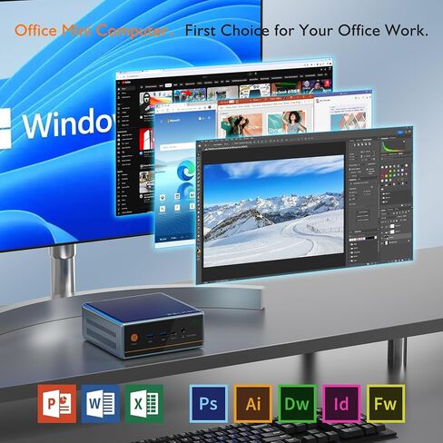 PELADN AMD Mini PC(Dual LAN), AMD Ryzen 5 5500U(6C/12T, Max 4.0GHz), 16GB DDR4 RAM 512GB NVMe SSD, WO4 Desktop Computer Support 4K@60Hz /WiFi6/BT5.2/DP1.4/HDMI2.0/USB-C for Office/Home/Light Gaming in Kuwait