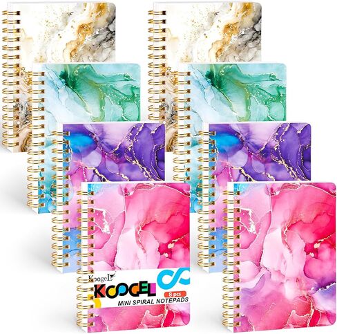 Koogel 4PCS Mini Spiral Notepads A6, Small Notebook Journal Marbleized Pocket Notebooks College Ruled Notepads for Women Gift Office School Supplies in Saudi Arabia