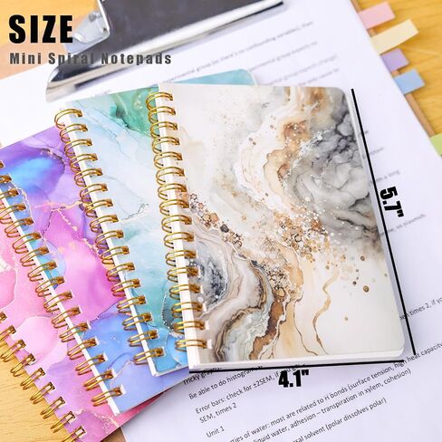 Koogel 4PCS Mini Spiral Notepads A6, Small Notebook Journal Marbleized Pocket Notebooks College Ruled Notepads for Women Gift Office School Supplies in Saudi Arabia