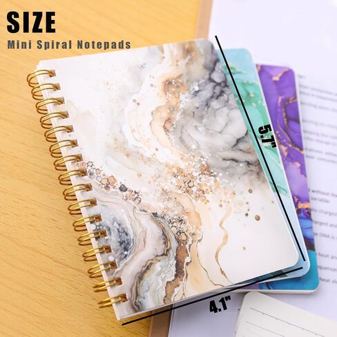 Koogel 4PCS Mini Spiral Notepads A6, Small Notebook Journal Marbleized Pocket Notebooks College Ruled Notepads for Women Gift Office School Supplies in Saudi Arabia