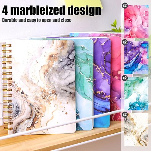 Koogel 4PCS Mini Spiral Notepads A6, Small Notebook Journal Marbleized Pocket Notebooks College Ruled Notepads for Women Gift Office School Supplies in Saudi Arabia