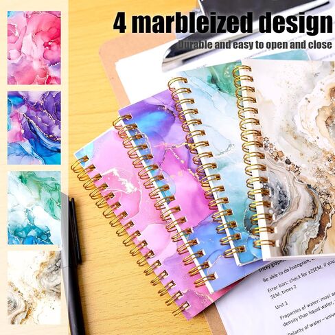 Koogel 4PCS Mini Spiral Notepads A6, Small Notebook Journal Marbleized Pocket Notebooks College Ruled Notepads for Women Gift Office School Supplies in Saudi Arabia
