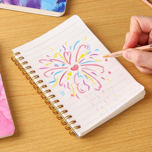 Koogel 4PCS Mini Spiral Notepads A6, Small Notebook Journal Marbleized Pocket Notebooks College Ruled Notepads for Women Gift Office School Supplies in Saudi Arabia
