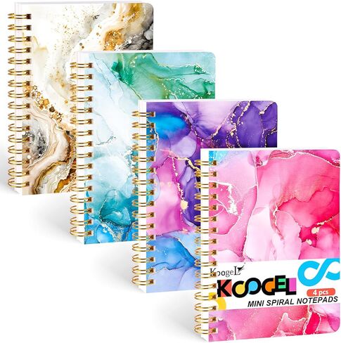 Koogel 4PCS Mini Spiral Notepads A6, Small Notebook Journal Marbleized Pocket Notebooks College Ruled Notepads for Women Gift Office School Supplies in Saudi Arabia