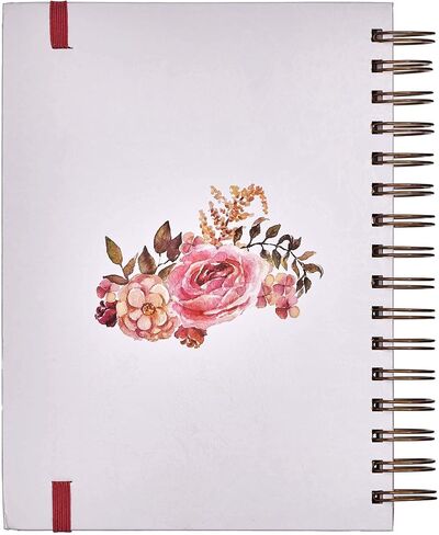 Christian Art Gifts Hardcover Journal, With God All Things Mathew 19:26 Bible Verse, Pink Floral Inspirational Wire Bound Spiral Notebook Elastic Closure Lined Pages w/Scripture, 7 x 8.5 in Saudi Arabia