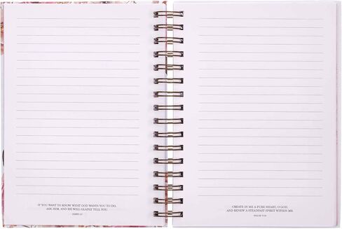 Christian Art Gifts Hardcover Journal, With God All Things Mathew 19:26 Bible Verse, Pink Floral Inspirational Wire Bound Spiral Notebook Elastic Closure Lined Pages w/Scripture, 7 x 8.5 in Saudi Arabia