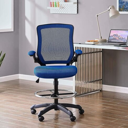 Modway Veer Reception Desk Flip-Up Arm Drafting Chair in Black in Kuwait