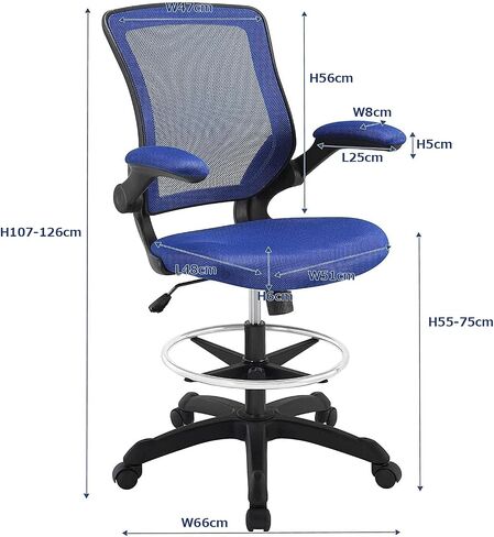 Modway Veer Reception Desk Flip-Up Arm Drafting Chair in Black in Kuwait