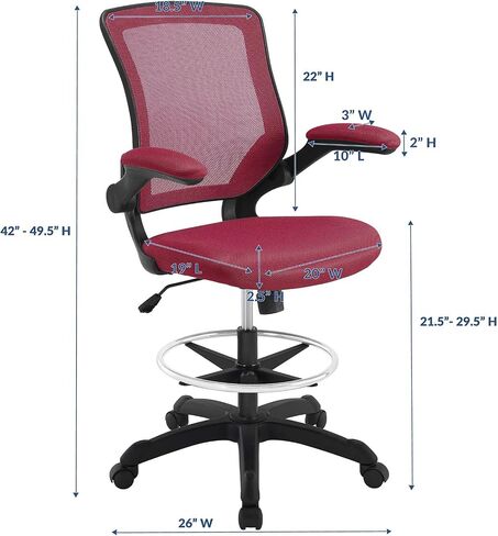 Modway Veer Reception Desk Flip-Up Arm Drafting Chair in Black in Kuwait