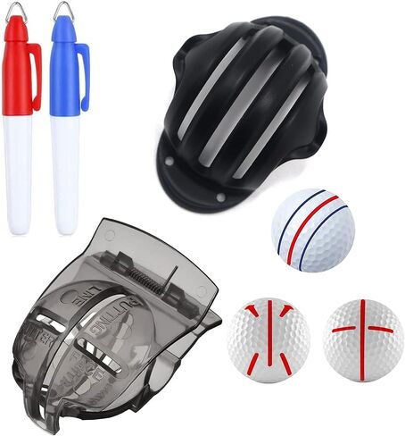 مجموعة محاذاة خط كرة الجولف، أداة استنسل لعلامة كرة الجولف ثلاثية المسار من أجل محاذاة وتحديد أفضل، ملحقات الجولف مع اثنين من شاربي ميني لوضع مثالي in Kuwait