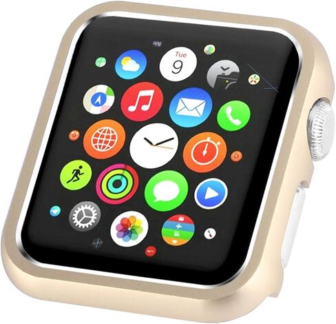 Leotop متوافق مع حافظة ساعة Apple مقاس 44 مم 40 مم سلسلة 6 5 4 SE، غطاء حماية معدني ممتص للصدمات إطار من سبائك الألومنيوم لامع ومضاد للصدمات متوافق مع iWatch (ذهبي غير لامع، 40 مم) in Kuwait