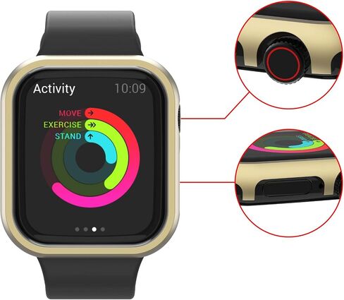 Leotop متوافق مع حافظة ساعة Apple مقاس 44 مم 40 مم سلسلة 6 5 4 SE، غطاء حماية معدني ممتص للصدمات إطار من سبائك الألومنيوم لامع ومضاد للصدمات متوافق مع iWatch (ذهبي غير لامع، 40 مم) in Kuwait