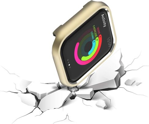 Leotop متوافق مع حافظة ساعة Apple مقاس 44 مم 40 مم سلسلة 6 5 4 SE، غطاء حماية معدني ممتص للصدمات إطار من سبائك الألومنيوم لامع ومضاد للصدمات متوافق مع iWatch (ذهبي غير لامع، 40 مم) in Kuwait