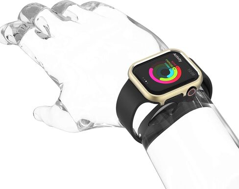 Leotop متوافق مع حافظة ساعة Apple مقاس 44 مم 40 مم سلسلة 6 5 4 SE، غطاء حماية معدني ممتص للصدمات إطار من سبائك الألومنيوم لامع ومضاد للصدمات متوافق مع iWatch (ذهبي غير لامع، 40 مم) in Kuwait