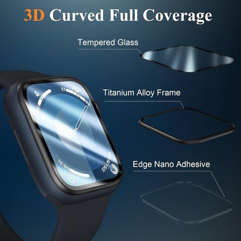 EWUONU [2 Pack] Tempered Glass Screen Protector for Apple Watch SE(2nd Gen)/SE Series 6/5/4 40mm, Metal Frame Full Coverage Waterproof Bubble-Free Anti-Scratch HD Clear Film for iWatch SE 2/SE/6/5/4 in Saudi Arabia