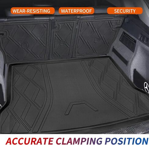 حصيرة الشحن ومسند الظهر متوافقة مع فئة 2015-2020 مرسيدس بنز GLA - أسود TPE مقاوم للماء لجميع الأحوال الجوية وبطانة خلفية للشحن وبطانة صندوق السيارة الخلفي وغطاء حماية للمقعد الخلفي in Kuwait