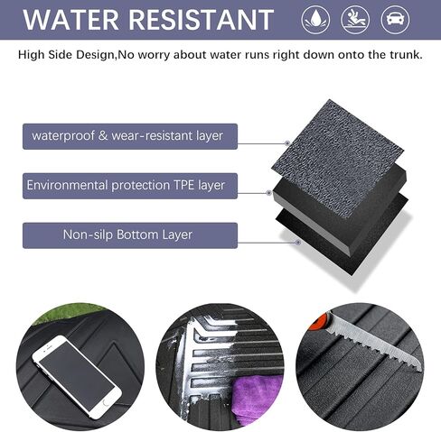 حصيرة الشحن ومسند الظهر متوافقة مع فئة 2015-2020 مرسيدس بنز GLA - أسود TPE مقاوم للماء لجميع الأحوال الجوية وبطانة خلفية للشحن وبطانة صندوق السيارة الخلفي وغطاء حماية للمقعد الخلفي in Kuwait