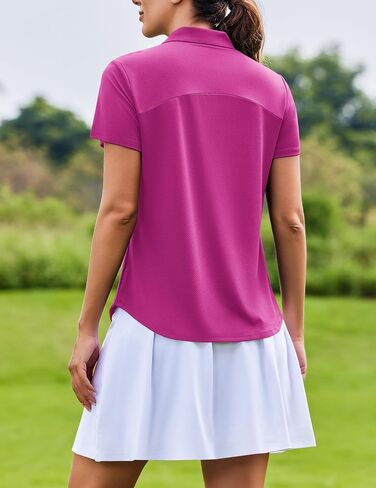 PINSPARK Womens Golf Shirt Zip Up Polo UPF 50+ Sun Protection Collared Shirts Quick Dry Short Sleeve Tennis Athletic Top in Saudi Arabia