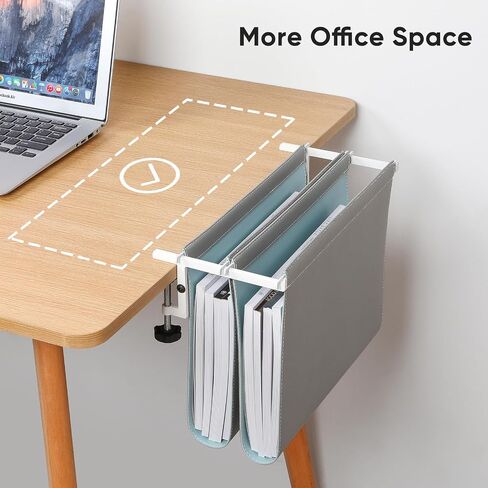 Hanging Desk File Organizer, Vertical Hanging Desk Storage,Under Desk Storage，Sturdy File Holder and Laptop Holder for offices, homes, schools, Ideal Desk-Side Storage Solution，Fits A4-Size in Saudi Arabia
