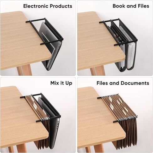 Hanging Desk File Organizer, Vertical Hanging Desk Storage,Under Desk Storage，Sturdy File Holder and Laptop Holder for offices, homes, schools, Ideal Desk-Side Storage Solution，Fits A4-Size in Saudi Arabia