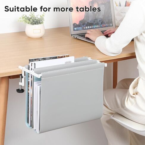 Hanging Desk File Organizer, Vertical Hanging Desk Storage,Under Desk Storage，Sturdy File Holder and Laptop Holder for offices, homes, schools, Ideal Desk-Side Storage Solution，Fits A4-Size in Saudi Arabia