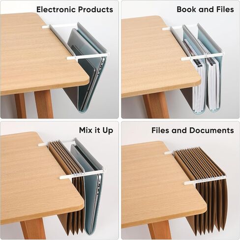 Hanging Desk File Organizer, Vertical Hanging Desk Storage,Under Desk Storage，Sturdy File Holder and Laptop Holder for offices, homes, schools, Ideal Desk-Side Storage Solution，Fits A4-Size in Saudi Arabia