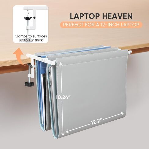 Hanging Desk File Organizer, Vertical Hanging Desk Storage,Under Desk Storage，Sturdy File Holder and Laptop Holder for offices, homes, schools, Ideal Desk-Side Storage Solution，Fits A4-Size in Saudi Arabia