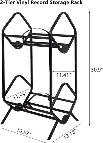 Record Storage Rack, Vinyl Record Holder for Storing 80-110 Vinyl Records, Metal Record Shelf with Dividers for Organizing Albums, Books, Magazines, Files(Matte Black) in Saudi Arabia
