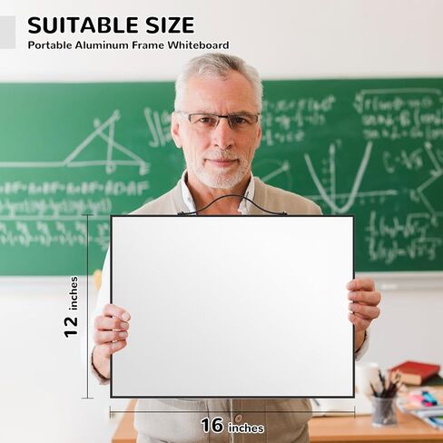 لوح مسح جاف صغير، 16 بوصة × 12 بوصة لوحة بيضاء صغيرة محمولة بإطار من الألومنيوم، لوحة مغناطيسية للجدار، لوحة مسح جافة مغناطيسية مع حامل، للقيام بقائمة لوحة بيضاء للمكتب، المنزل، المطبخ، المدرسة، الأطفال in Kuwait