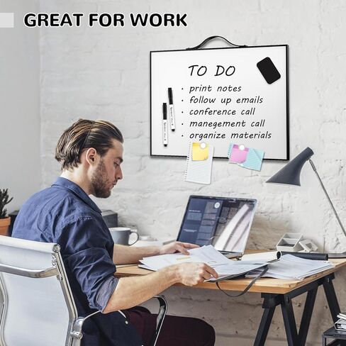 لوح مسح جاف صغير، 16 بوصة × 12 بوصة لوحة بيضاء صغيرة محمولة بإطار من الألومنيوم، لوحة مغناطيسية للجدار، لوحة مسح جافة مغناطيسية مع حامل، للقيام بقائمة لوحة بيضاء للمكتب، المنزل، المطبخ، المدرسة، الأطفال in Kuwait