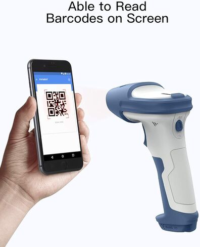 Inateck Bluetooth Barcode Scanner, 2D Wireless Barcode Scanner, Bluetooth 5.0 and 2.4Ghz Adapter, 3 in 1 Reader, Support GS1 Barcode, BCST-73 Blue White in Saudi Arabia