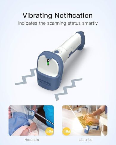 Inateck Bluetooth Barcode Scanner, 2D Wireless Barcode Scanner, Bluetooth 5.0 and 2.4Ghz Adapter, 3 in 1 Reader, Support GS1 Barcode, BCST-73 Blue White in Saudi Arabia