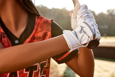 Mizuno F-257 Women's Softball Batting Gloves | Pair | Full Grain Leather Palm | AirMesh Inserts | QuikAdjust Wrist Tab in Saudi Arabia