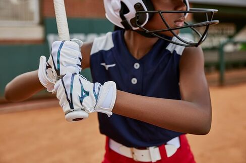 Mizuno F-257 Women's Softball Batting Gloves | Pair | Full Grain Leather Palm | AirMesh Inserts | QuikAdjust Wrist Tab in Saudi Arabia